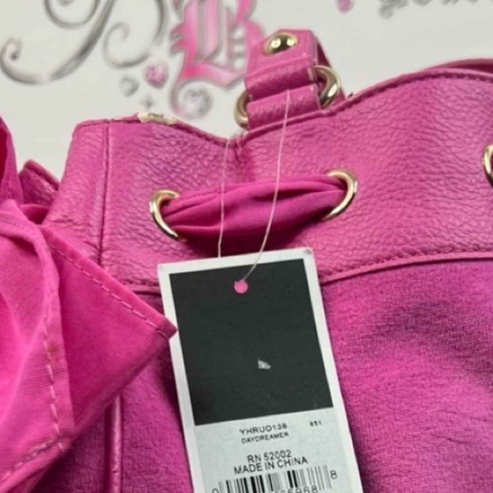 JUICY Couture bag daydreamer brand new chain Pink Suede Drawstring bag purse - Picture 12 of 12